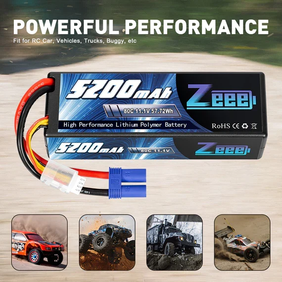 Zeee 3S 5200mAh 11,1V 80C EC5 Hardcase Lipo-Akku (2 Stück )