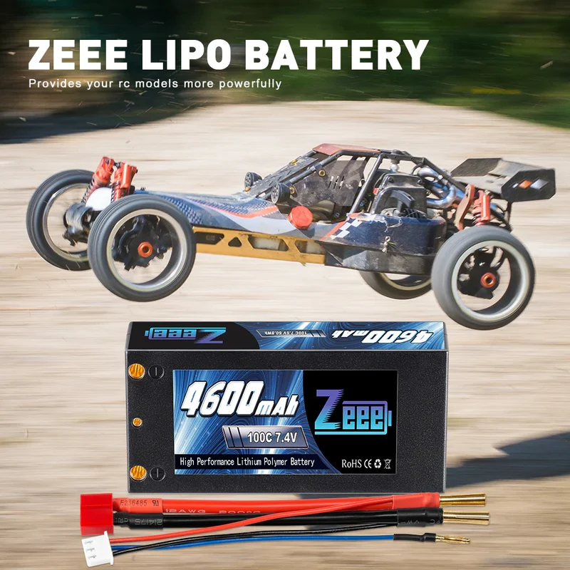 Zeee 2S 4600mAh 7,4V 100C Hardcase 4-mm-Bullet-Deans Shorty Lipo-Akku