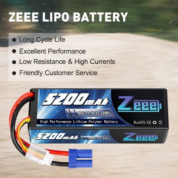 Zeee 3S 5200mAh 11,1V 80C EC5 Hardcase Lipo Akku