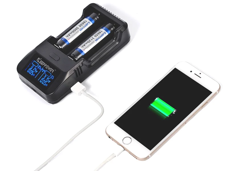 Keeppower L2 Plus – 2-Schacht USB-Li-Ion-Lader mit Display