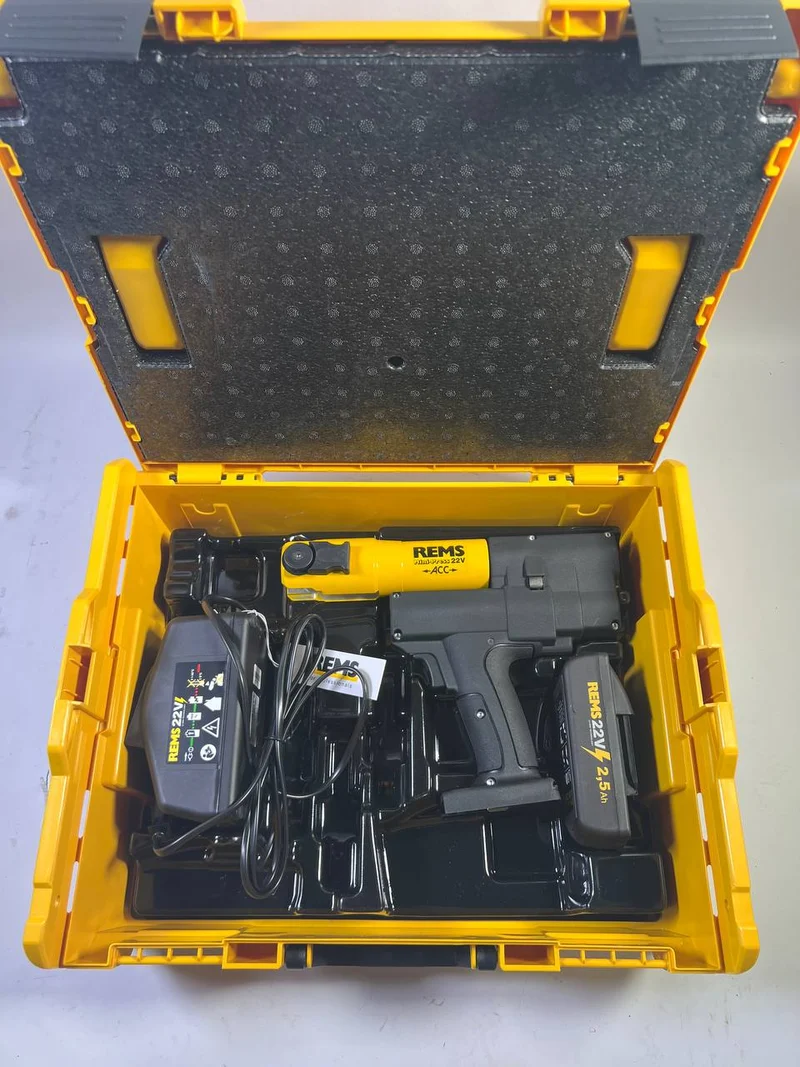 REMS Mini-Press ACC 22 V Akku Radialpresse mit Zwangsablauf in L-Boxx + 1 x 2,5 Ah Akku + Ladegerät ( 578014 R220 ) - Leicht Gebraucht