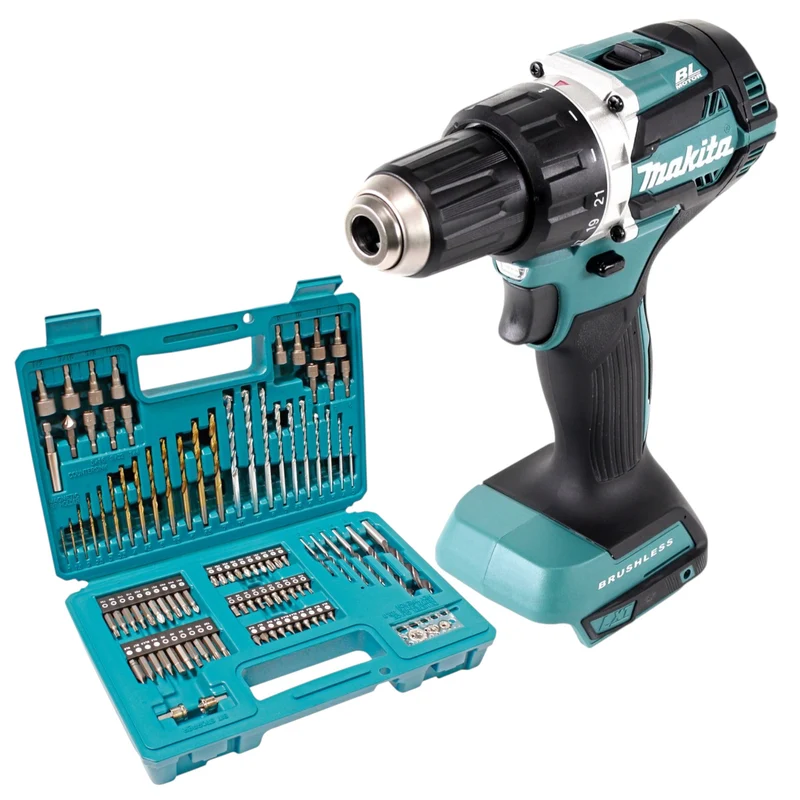 Makita DDF 484 Z Akku Bohrschrauber 18 V 54 Nm Brushless + 102 tlg. Bit Bohrer Set - ohne Akku, ohne Ladegerät