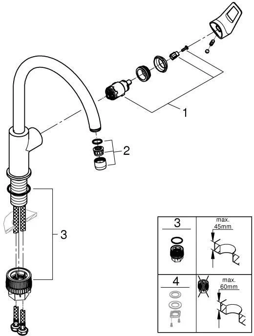 GROHE BauLoop Einhand-Spültischbatterie hoher Auslauf chrom – 360° schwenkbar, 11,5 l/min