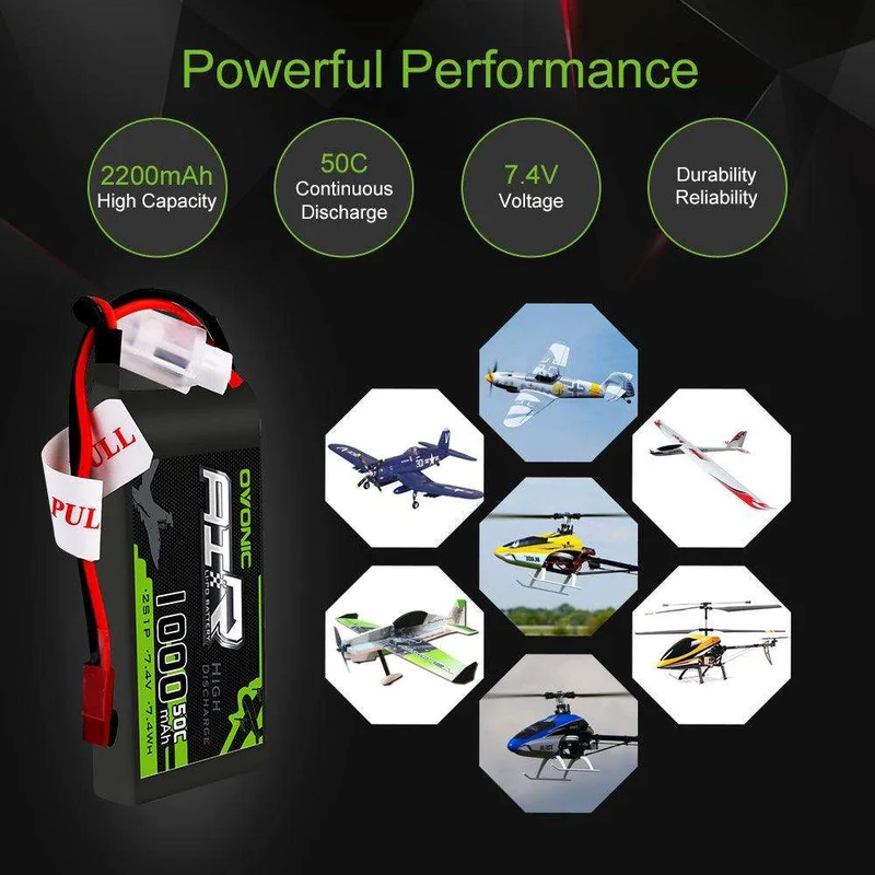 Ovonic Air 2S 1000mAh 50C 7,4V JST Lipo Akku (2 Stück)