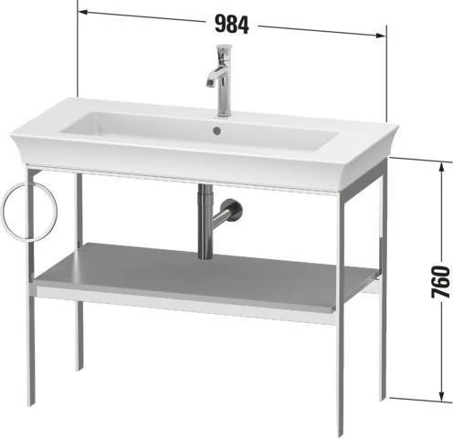 DURAVIT Metallkonsole bodenst. White Tulip 760x984x450,HH Hochglanz