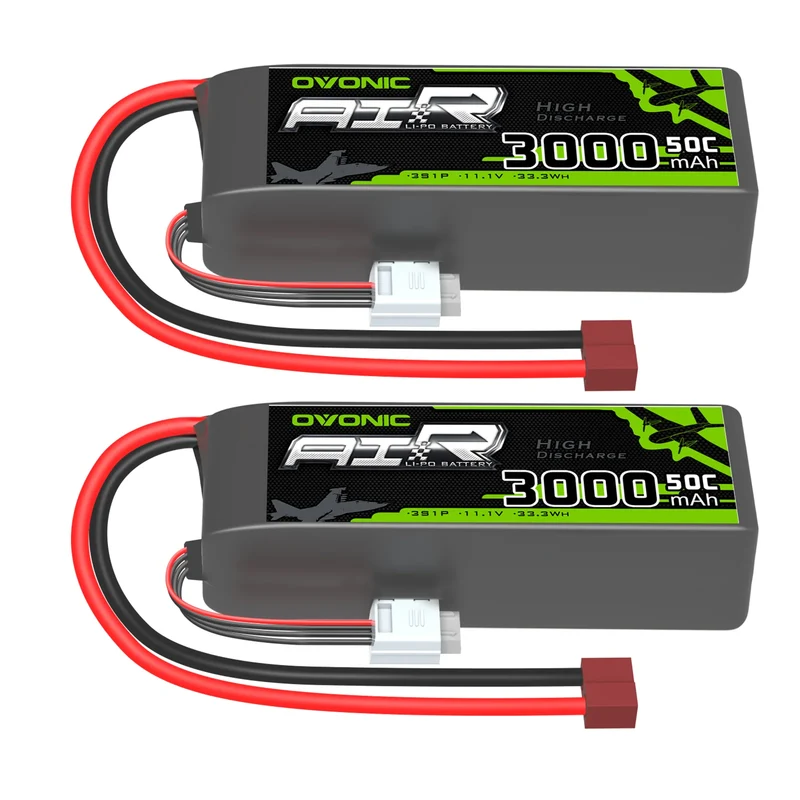 Ovonic 3S 3000mAh 50C 11,1V lang T-Stecker Lipo Akku (2 Stück)