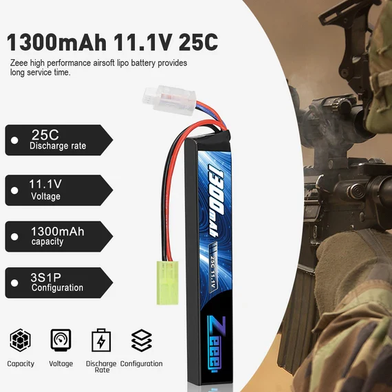 Zeee 3S 1300mAh 11,1V 25C 3S Tamiya-Stecker Airsoft Lipo Akku