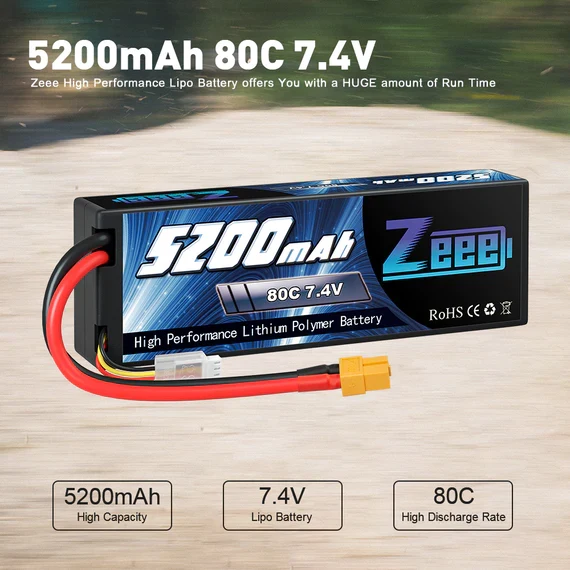 Zeee 2S 5200mAh 7.4V 80C XT60 Hardcase (2 Stück)
