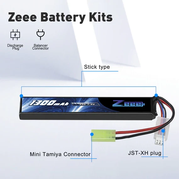 Zeee 2S 1300mAh 7,4V 25C Mini Tamiya-Stecker Akku