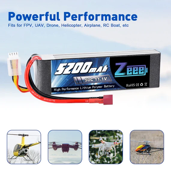 Zeee 3S 5200mAh 11.1V 50C Dean Lipo Akku(2 Stück)