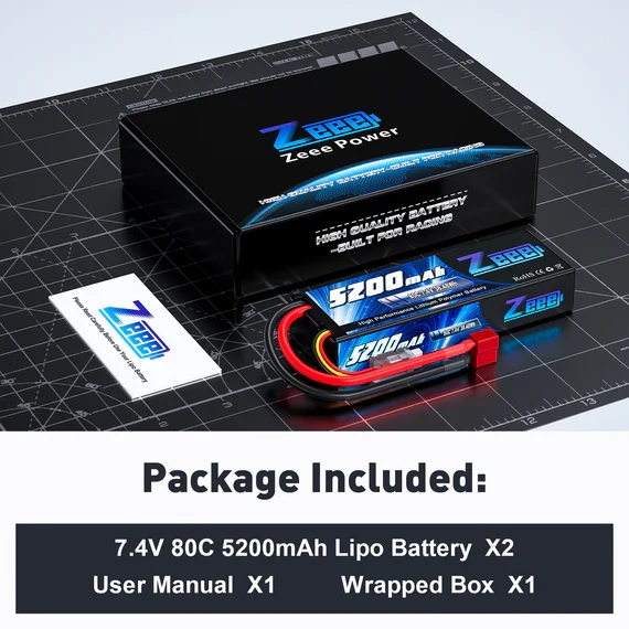 Zeee 2S 5200mAh 7,4V 80C Hardcase Deans (2 Stück)