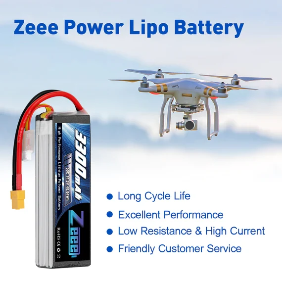Zeee 4S Lipo Akku 3300mAh 14,8V 50C Soft Case XT60 (2 St.)