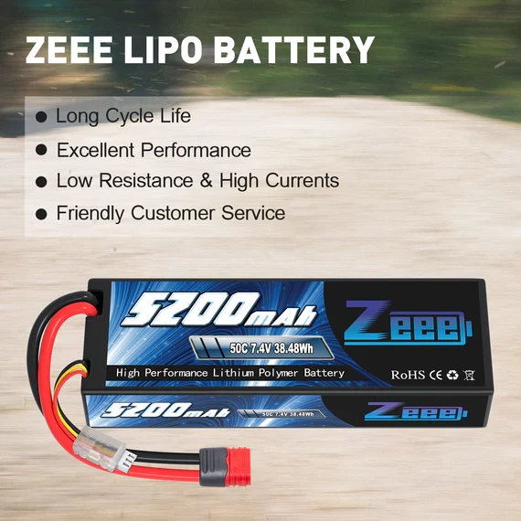 Zeee 2S 5200mAh 7,4V 50C Deans T-Stecker Hardcase (2 Stück)