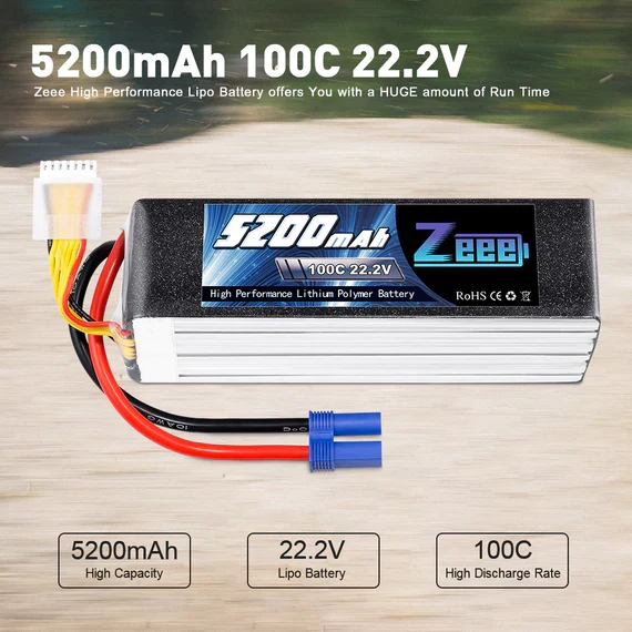 Zeee 6S Lipo Akku 5200mAh 22,2V 100C EC5 (2 St.)