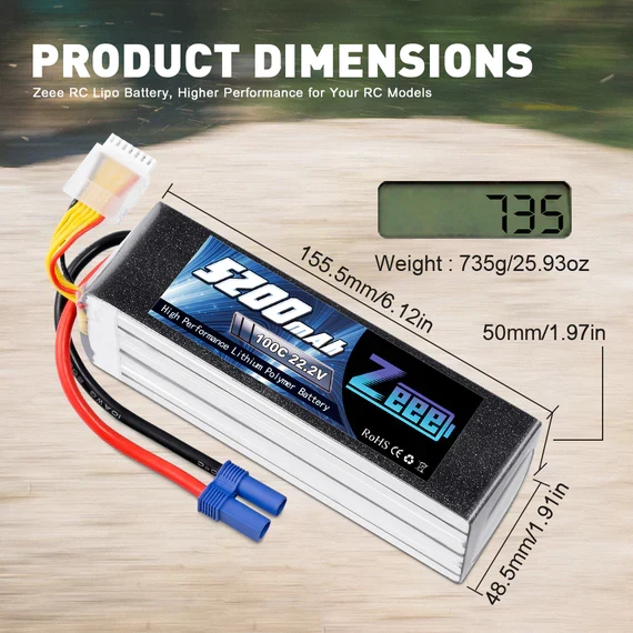 Zeee 6S Lipo Akku 5200mAh 22,2V 100C EC5 (2 St.)