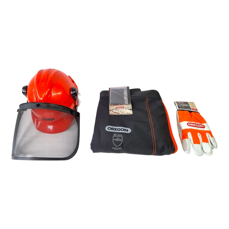 Oregon Kettensägen Schutzausrüstung Set ( 574742A ) mit Schutzhelm / Beinschutz und Handschuhe