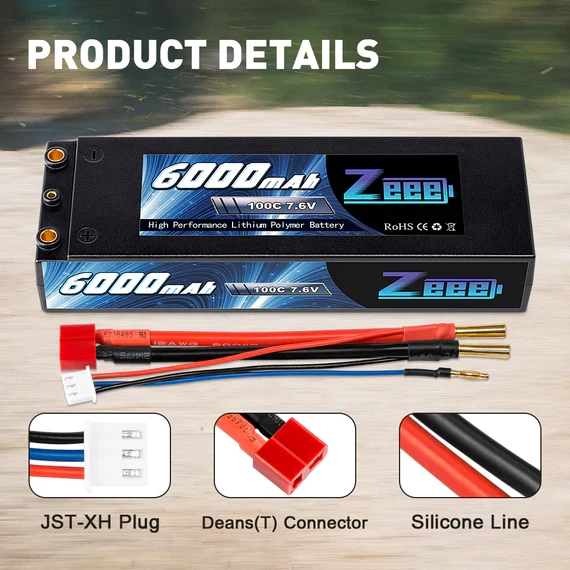 Zeee 2S 6000mAh 7,6V 100C Hardcase Dean Lipo Akku
