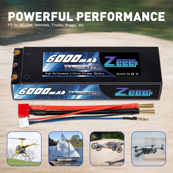 Zeee 2S 6000mAh 7,6V 100C Hardcase Dean Lipo Akku