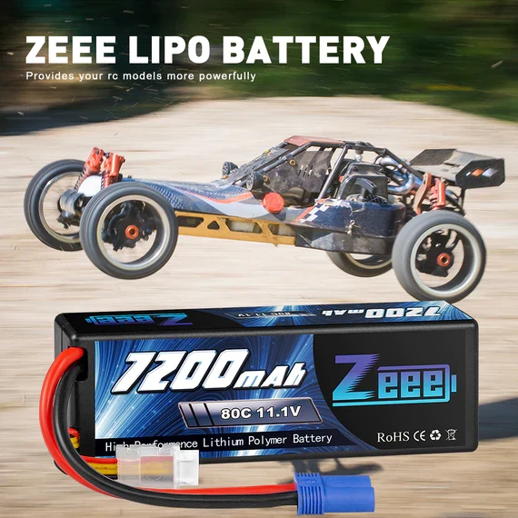 Zeee 3S Lipo Akku 7200mAh 11,1V 80C EC5 Hardcase (2 Stück)