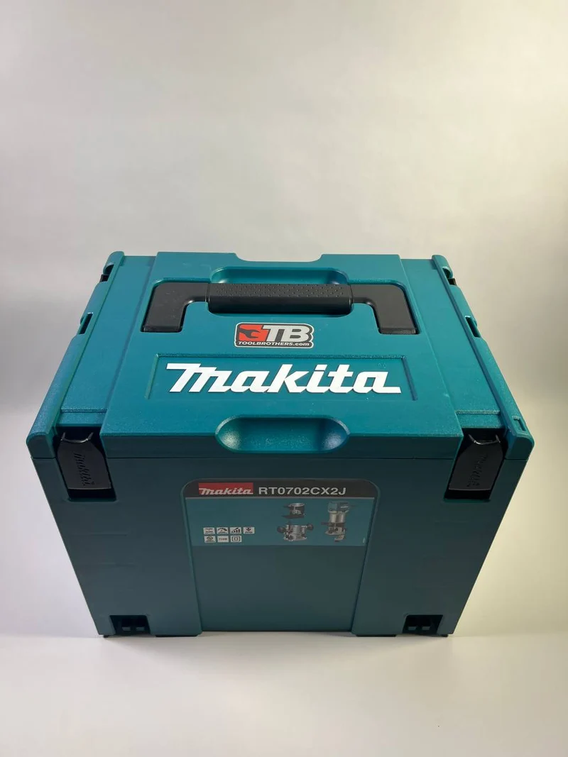 Makita RT 0702 CX2J Multifunktionsfräse 710 W 6 / 8 mm + Oberfräsenmodul + Kantenfräsenmodul + Winkelfräsenmodul + Makpac - Neuwertig