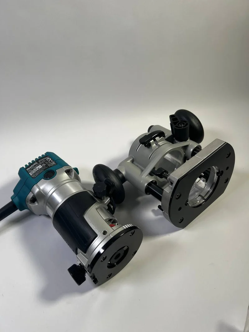 Makita RT 0702 CX2J Multifunktionsfräse 710 W 6 / 8 mm + Oberfräsenmodul + Kantenfräsenmodul + Winkelfräsenmodul + Makpac - Neuwertig
