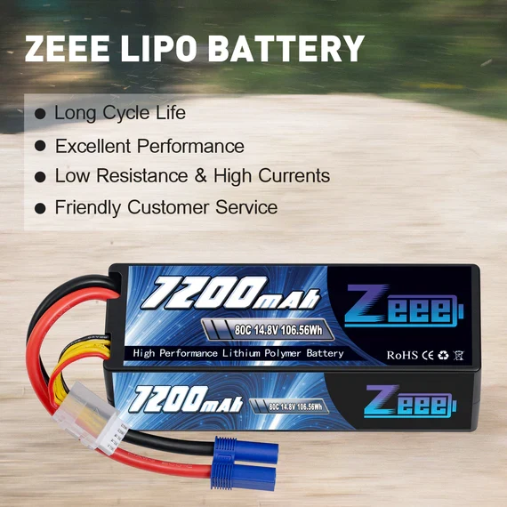 Zeee 4S Lipo Akku 7200mAh 14,8V 80C EC5 Hardcase (2 Stück)