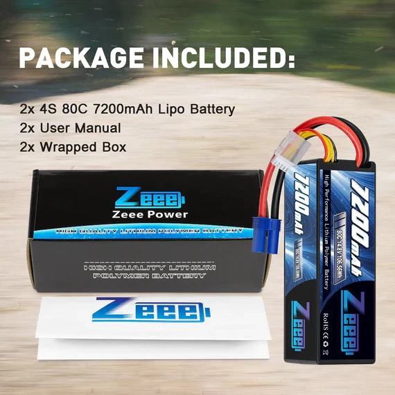 Zeee 4S Lipo Akku 7200mAh 14,8V 80C EC5 Hardcase (2 Stück)