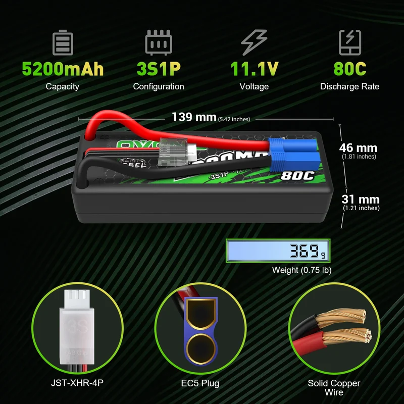 Ovonic Rebel 3S 5200mAh 11,1V 80C Hardcase EC5 Lipo Akku