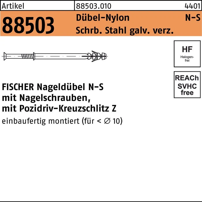 FISCHER Nageldübel N Maße 8x80/40 S ( 8000236930 )
