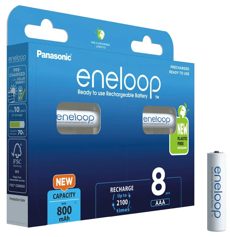 Eneloop Panasonic Ni-MH Akku 800mAh AAA 1,2V - 8er Blister BK-4MCDE / 8BE