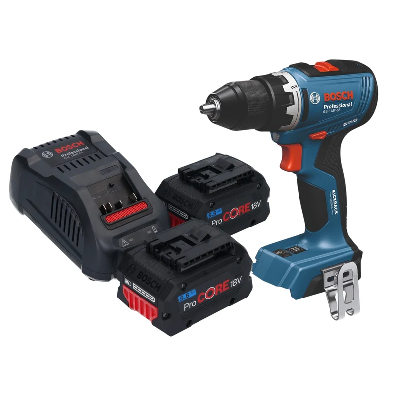 Bosch GSB 18V-65 Professional Akku Schlagbohrschrauber 18 V 65 Nm Brushless + 2x ProCORE Akku 5,5 Ah + Ladegerät