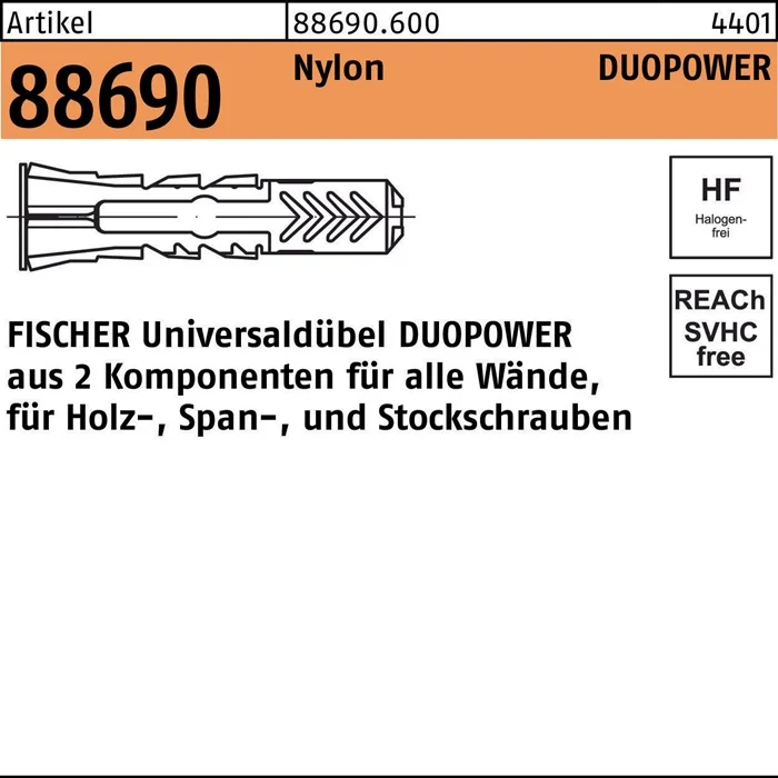 FISCHER Dübel DUOPOWER D8xL65mm ( 8000239152 )