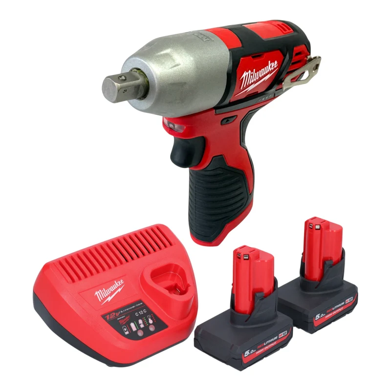 Milwaukee M12 BIW12-502 Akku Schlagschrauber 12 V 138 Nm 1/2" + 2x Akku 5,0 Ah + Ladegerät