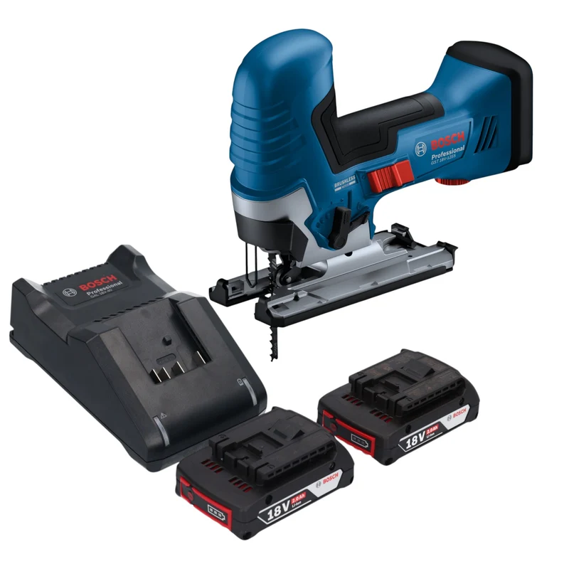 Bosch GST 18V-125 S Professional Akku Stichsäge 18 V 125 mm Brushless + 2x Akku 2,0 Ah + Ladegerät