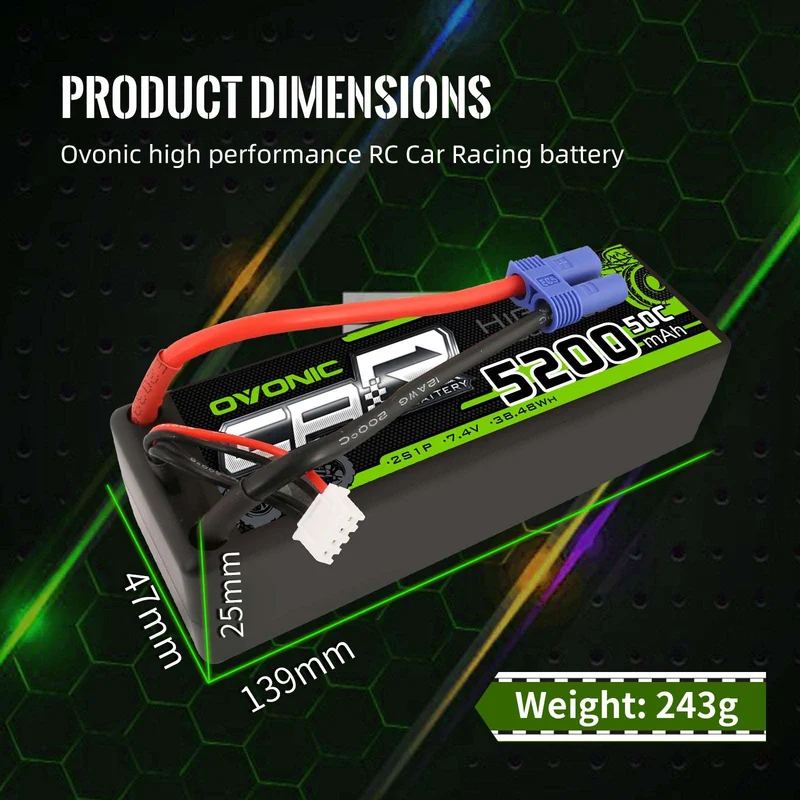Ovonic 2S 5200mAh 50C 7,4V Hardcase EC5