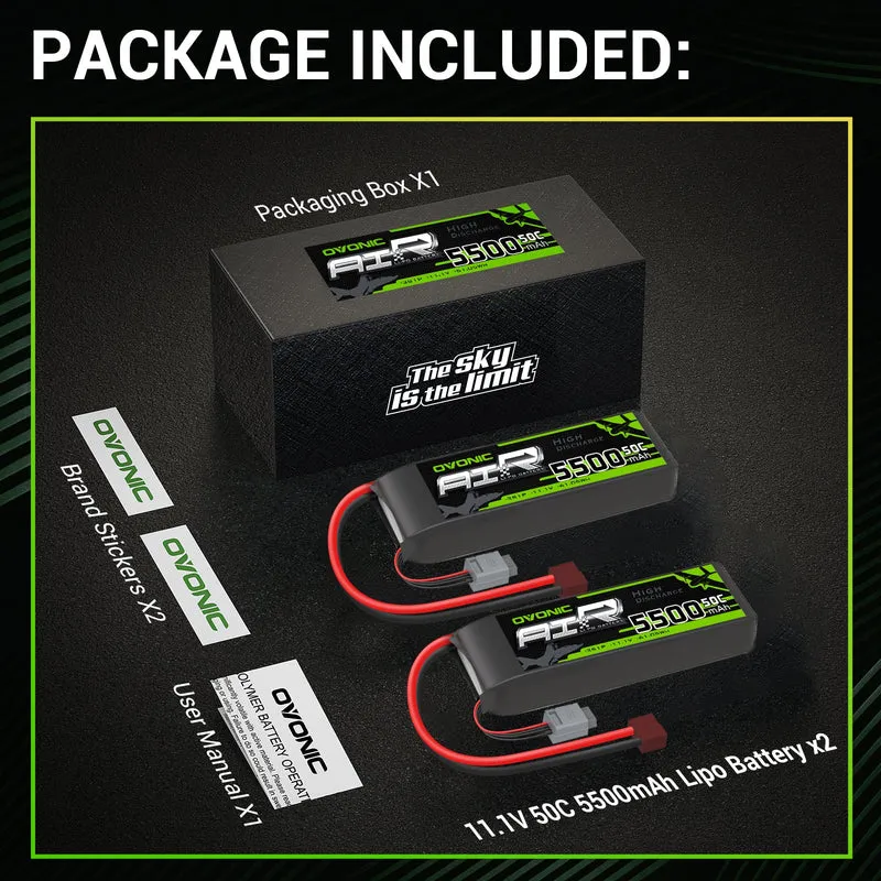 Ovonic Air 3S 5500mAh 11,1V 50C T-Stecker (2 St.)