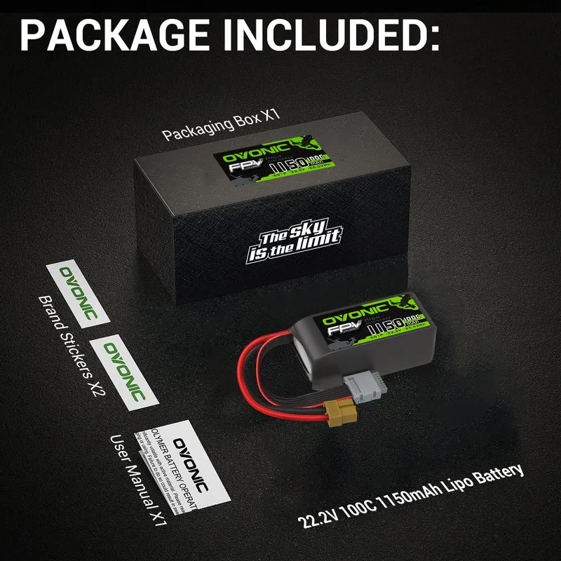 Ovonic FPV 6S 1150mAh 100C 22,2V XT60-Stecker