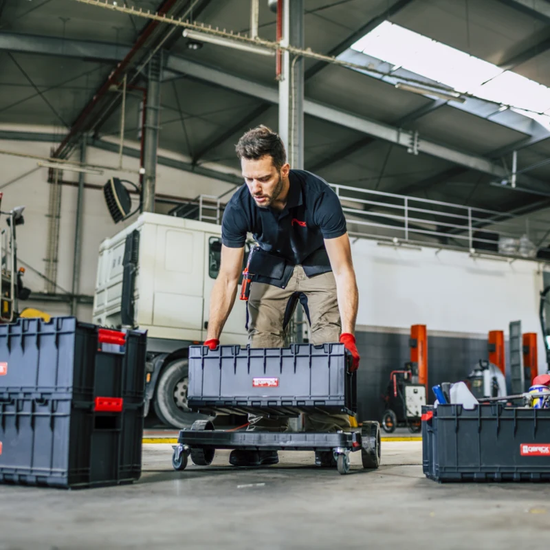 Qbrick System ONE Box 1.0 Plus Stapelbehälter 576 x 359 x 237 mm 35 l stapelbar ( alte Version ) + Trennwände