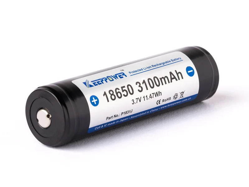 Keeppower 18650 - 3100mAh, 3,7V Li-Ionen-Akku geschützt - erhöhter Pluspol