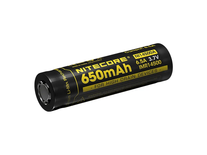 Nitecore IMR 14500 - 650mAh 3,6V - 3,7V Li-Ion-Akku (Pluspol erhöht)