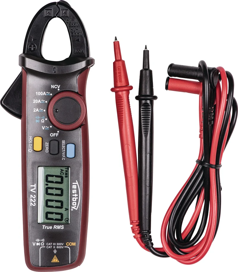 TESTBOY Zangenamperemeter TV 222 – 100 A AC/DC, 600 V AC/DC, CAT III 300 V