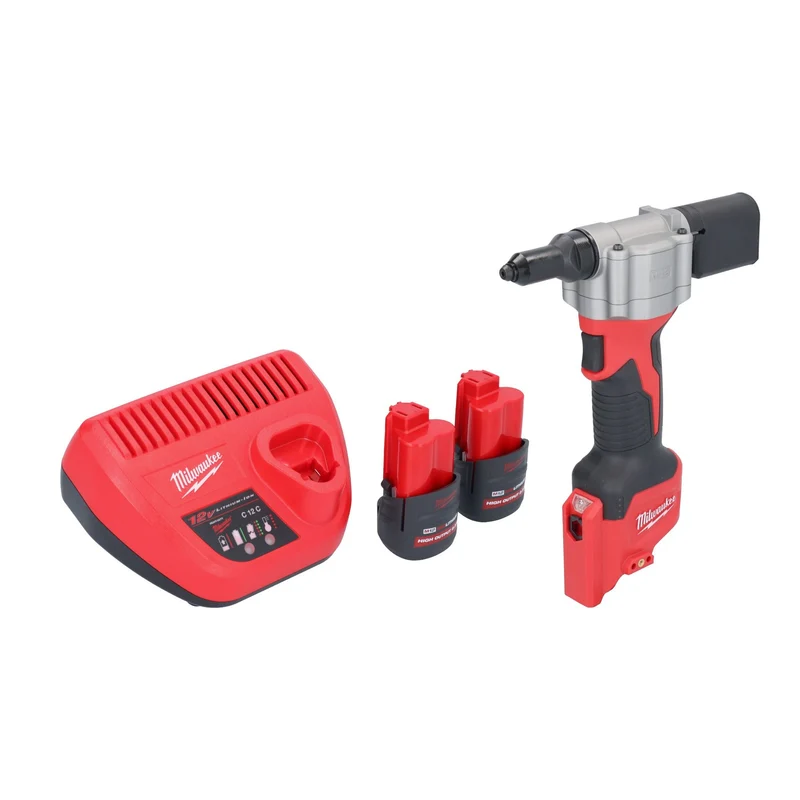 Milwaukee M12 BPRT-252 Akku Blindnietgerät 12 V 20,32 mm + 2x Akku 2,5 Ah + Ladegerät