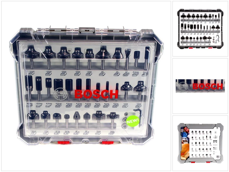 Bosch Mixed Fräser Set 8 mm 30 tlg. + Koffer ( 2607017475 ) für Oberfräsen mit Rundschaft - Beschädigt
