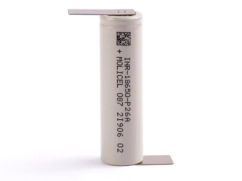 Molicel INR18650-P26A, 2600mAh 35A Li-Ionen-Akku + Lötfahne Z