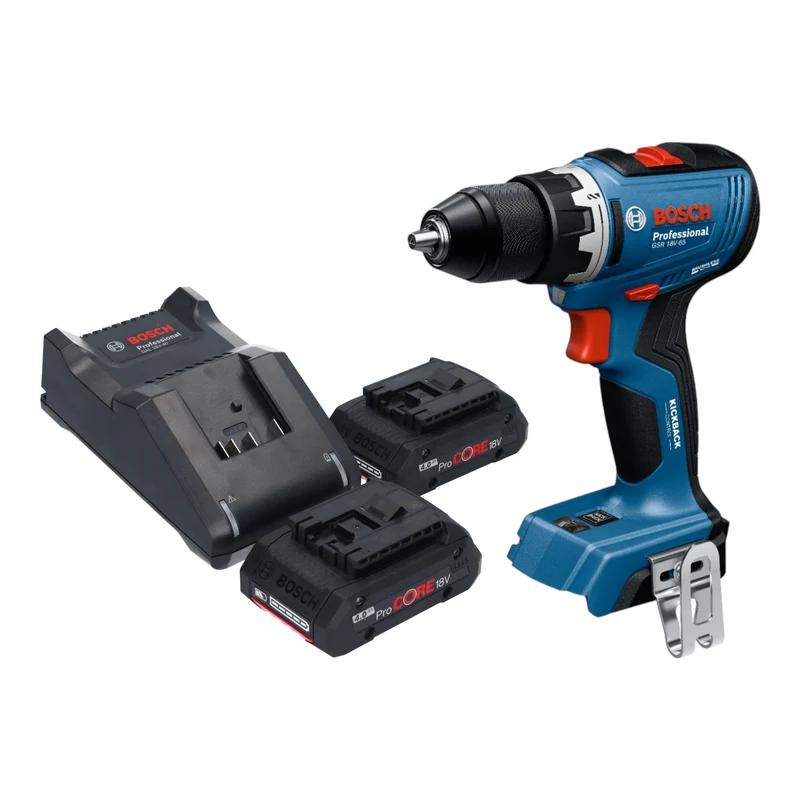 Bosch GSR 18V-65 Professional Akku Bohrschrauber 18 V 63 Nm Brushless + 2x ProCORE Akku 4,0 Ah + Ladegerät
