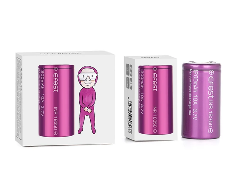 Efest IMR18350 - 1200mAh 3,6V - 3,7V Li-Ion-Akku max. 10A (15A) (Pluspol flach)