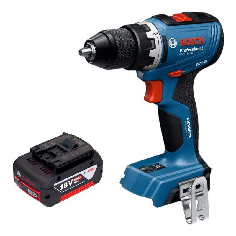 Bosch GSR 18V-65 Professional Akku Bohrschrauber 18 V 63 Nm Brushless + 1x Akku 5,0 Ah - ohne Ladegerät