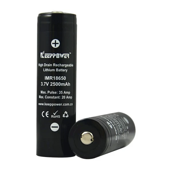 KeepPower IMR18650 - 2500mAh 3,7V (20A) Lithium-Akku (Button Top)