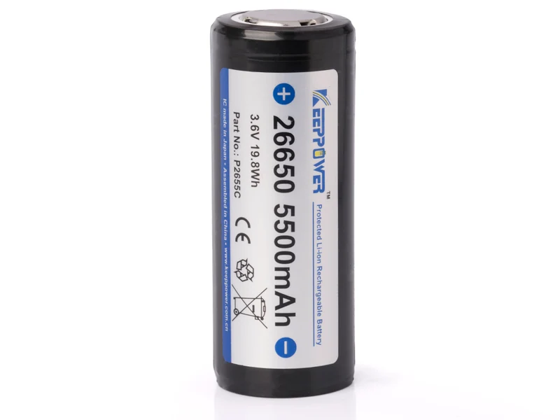 Keeppower 26650 - 5500mAh, 3,6V - 3,7V Li-Ion-Akku PCB geschützt