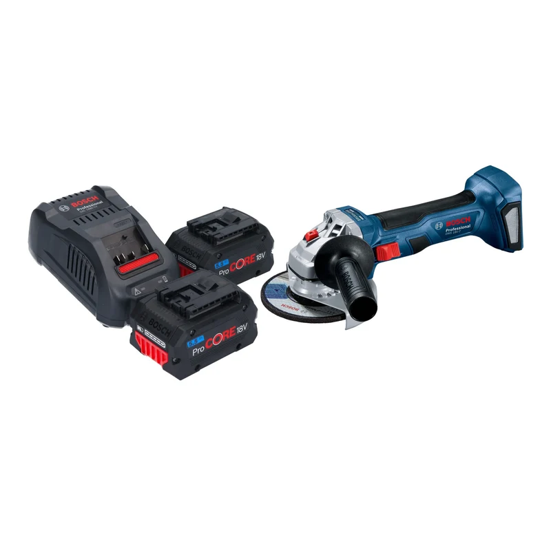 Bosch GWS 18V-7 Professional Akku Winkelschleifer 18 V 115 mm Brushless + 2x ProCORE Akku 5,5 Ah + Ladegerät
